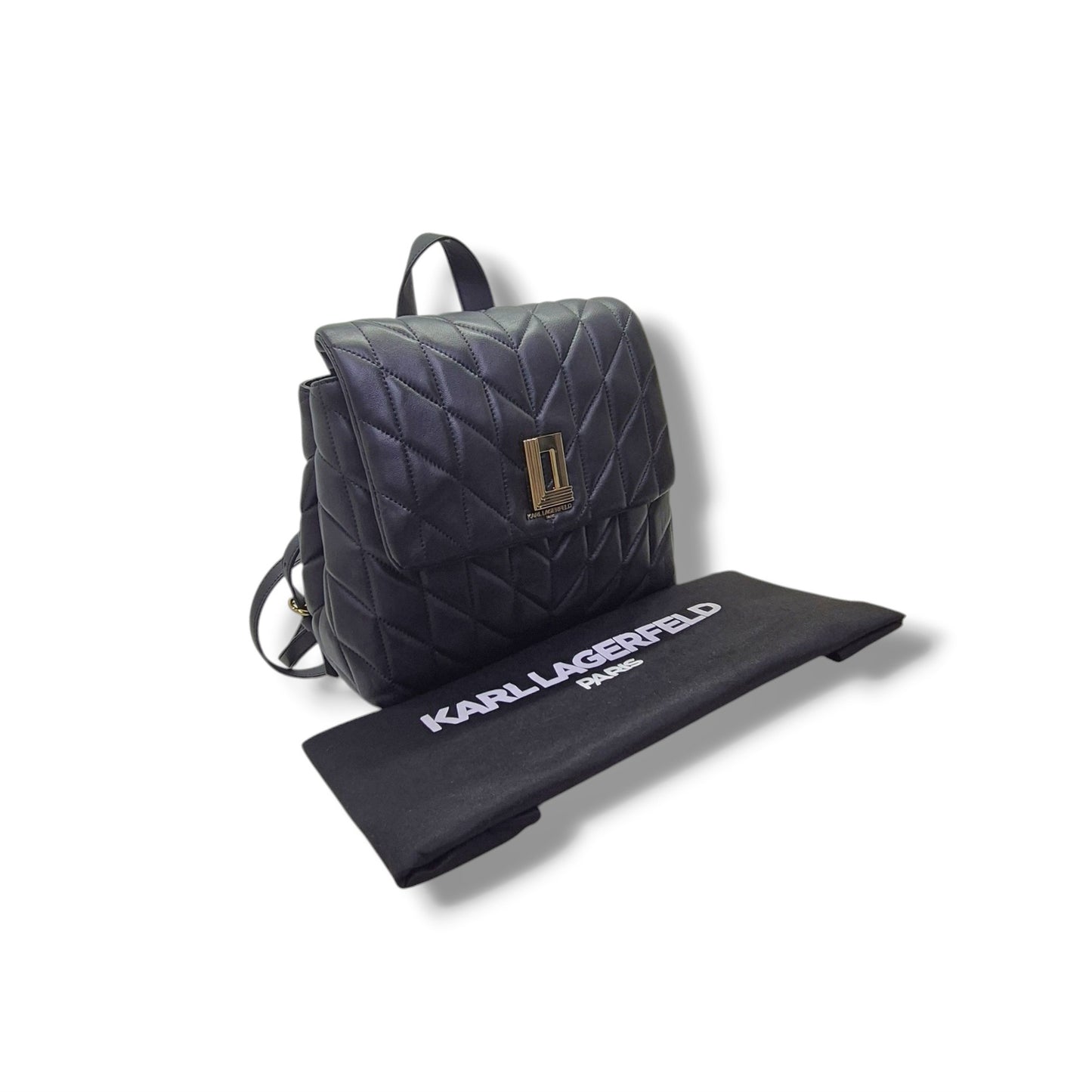 Karl Lagerfeld Paris Lafayette Leather Backpack Ghw (Black)