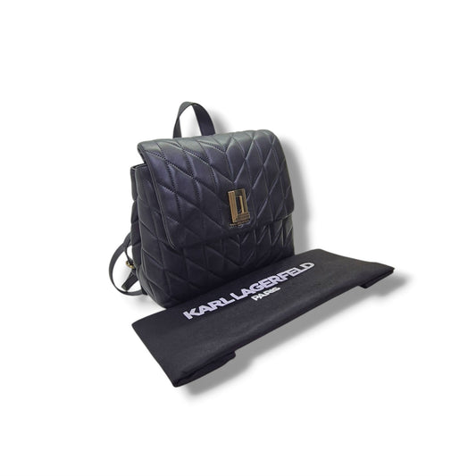 Karl Lagerfeld Paris Lafayette Leather Backpack Ghw (Black)