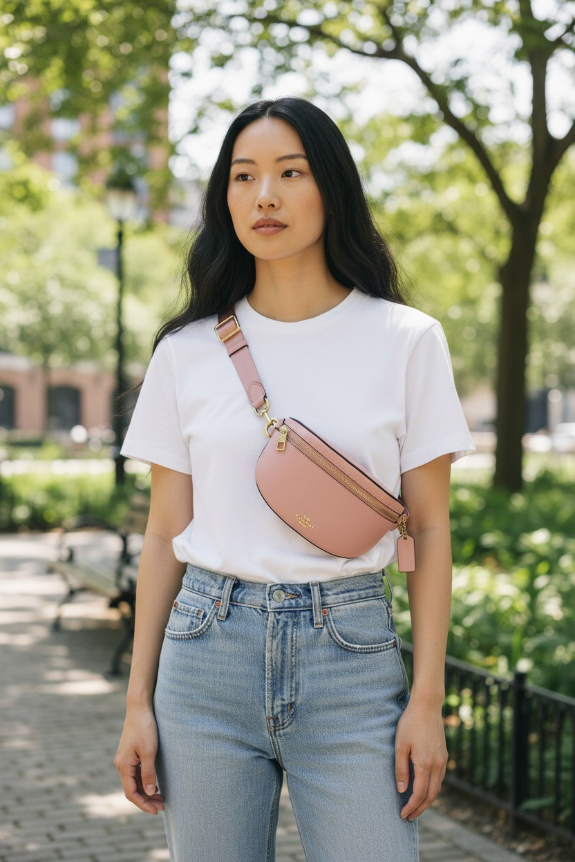 Coach Selena Soft Leather Waist Bag Ghw (Pink)
