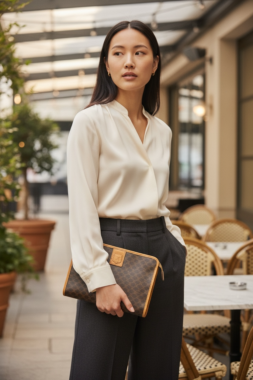 Celine Macadam Canvas Clutch Ghw (Brown)