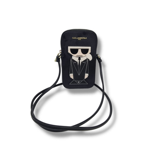 Karl Lagerfeld Maybelle K/Ikonik Cell Phone PVC Crossbody Ghw (Black Multi)