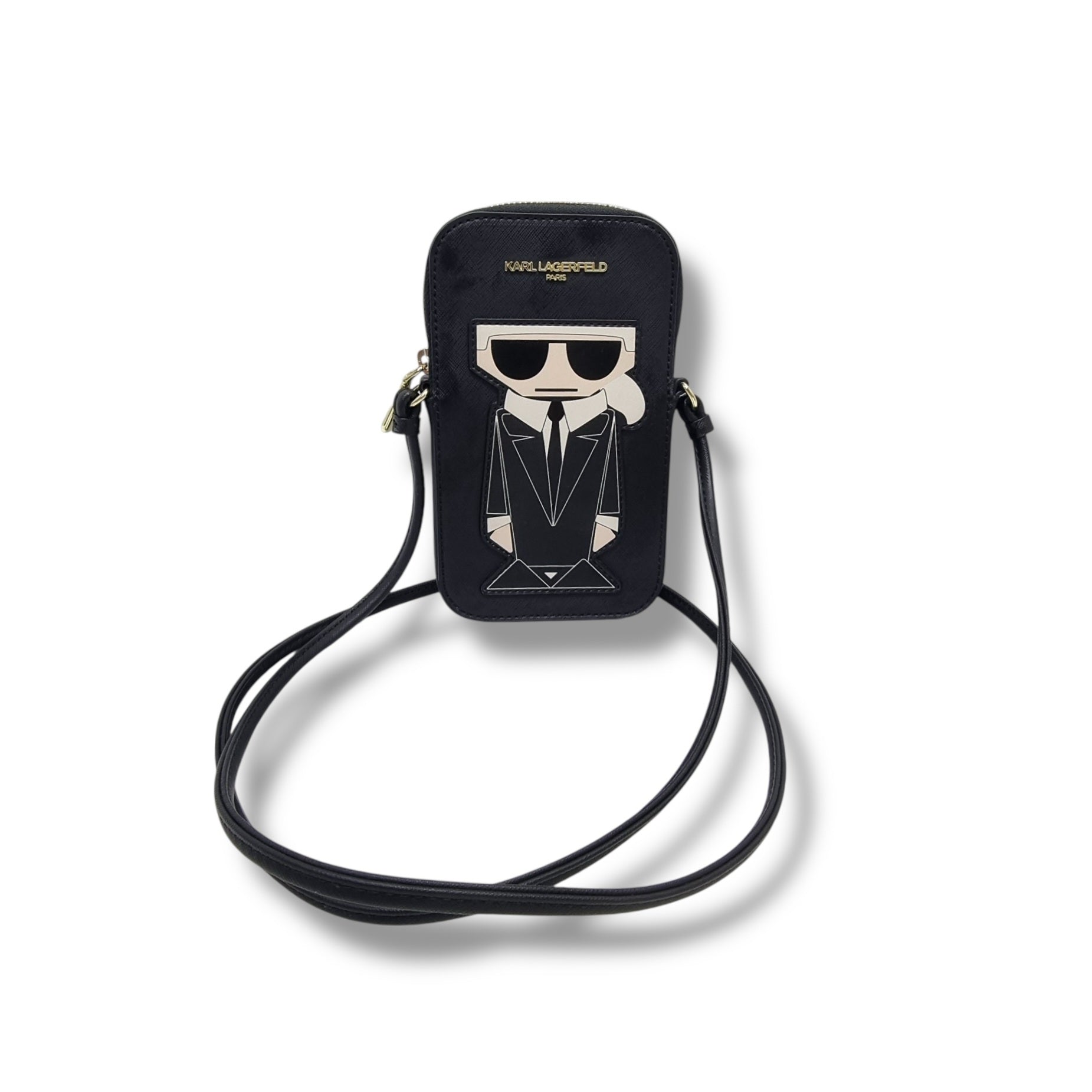 Karl Lagerfeld Maybelle K/Ikonik Cell Phone PVC Crossbody Ghw (Black Multi)