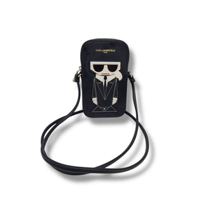 Karl Lagerfeld Maybelle K/Ikonik Cell Phone PVC Crossbody Ghw (Black Multi)