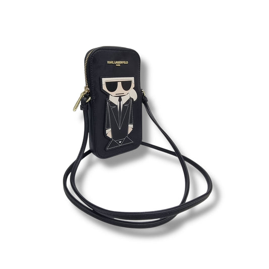 Karl Lagerfeld Maybelle K/Ikonik Cell Phone PVC Crossbody Ghw (Black Multi)