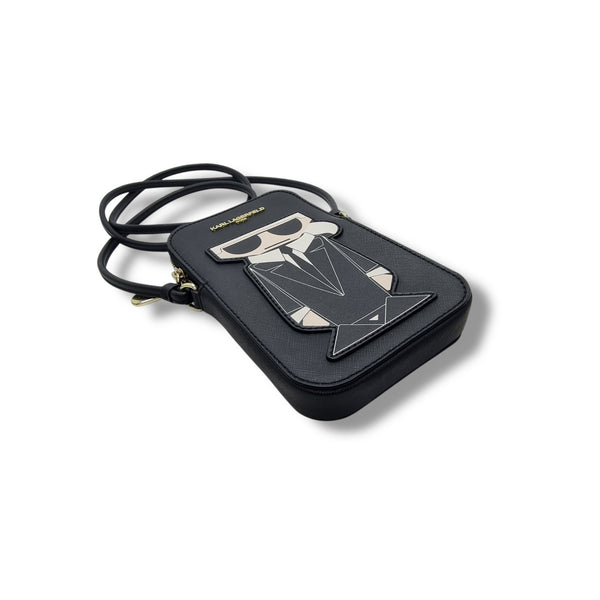 Karl Lagerfeld Maybelle K/Ikonik Cell Phone PVC Crossbody Ghw (Black Multi)
