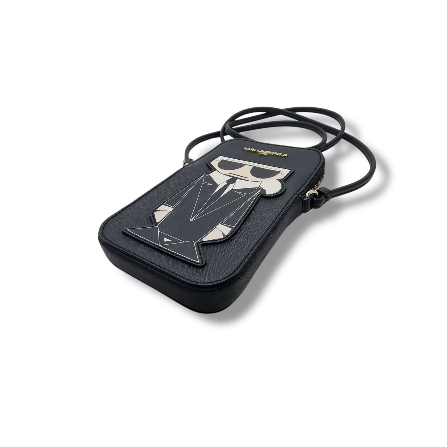 Karl Lagerfeld Maybelle K/Ikonik Cell Phone PVC Crossbody Ghw (Black Multi)