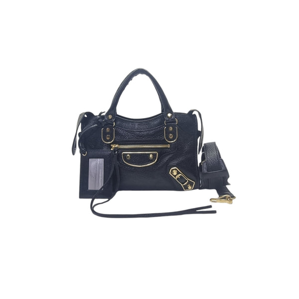 Balenciaga City Mini Metalic Edge Leather Ghw (Black)