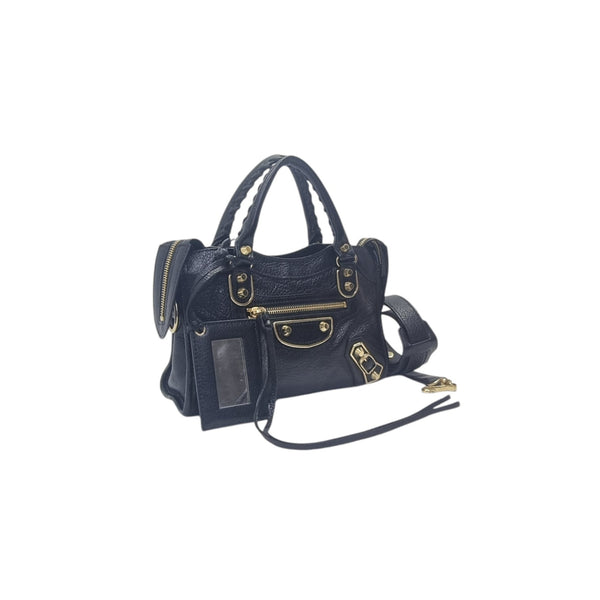 Balenciaga City Mini Metalic Edge Leather Ghw (Black)