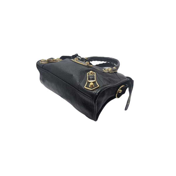 Balenciaga City Mini Metalic Edge Leather Ghw (Black)