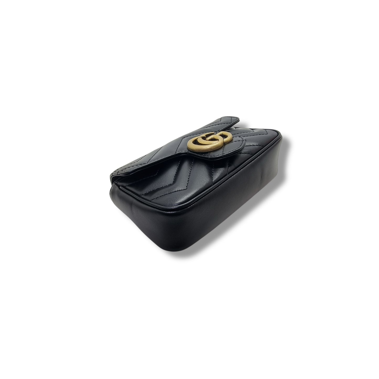 Gucci GG Marmont Matelasse Super Mini Flap Ghw (Black)