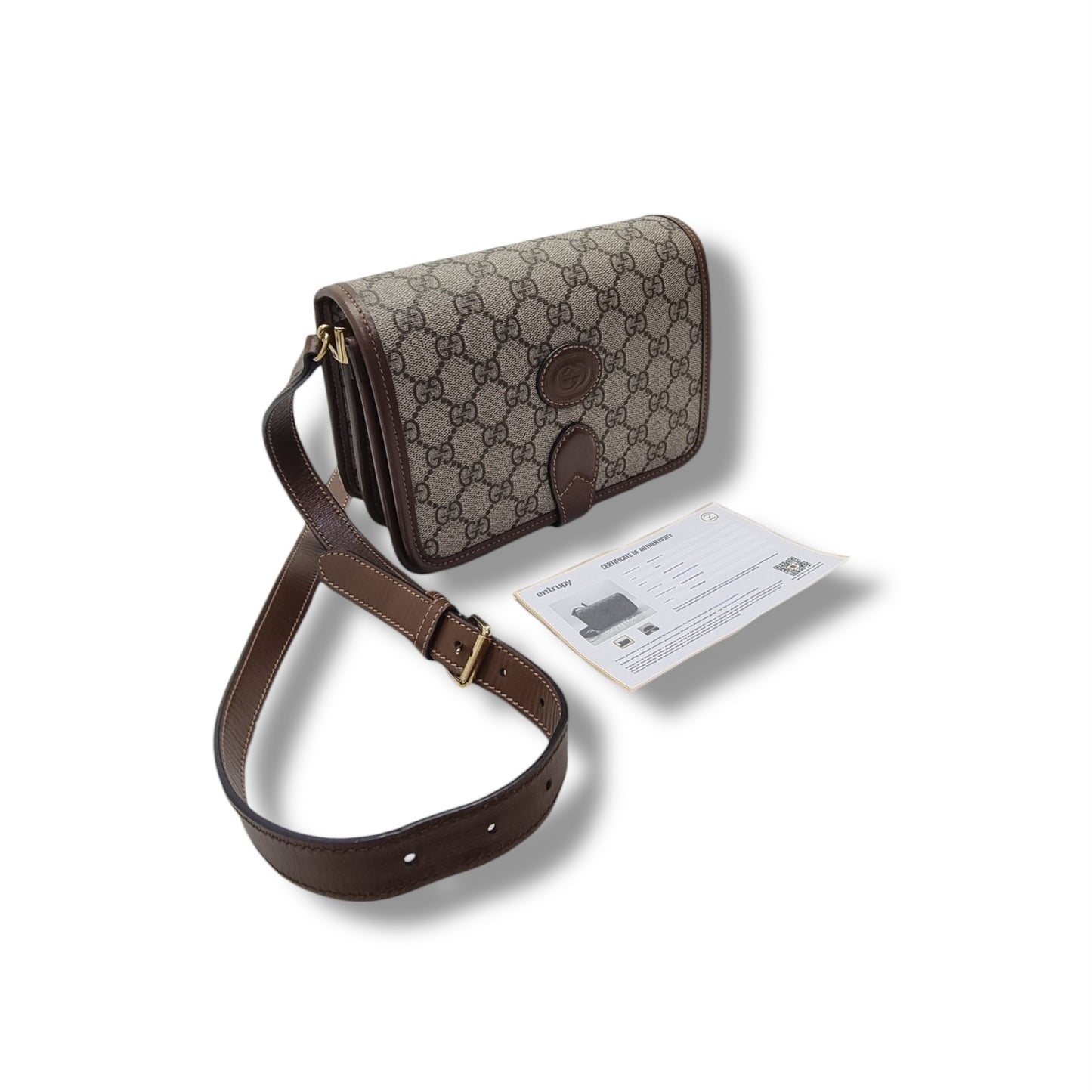 Gucci GG Mini Interlocking Canvas Crossbody Ghw (Beige Brown)