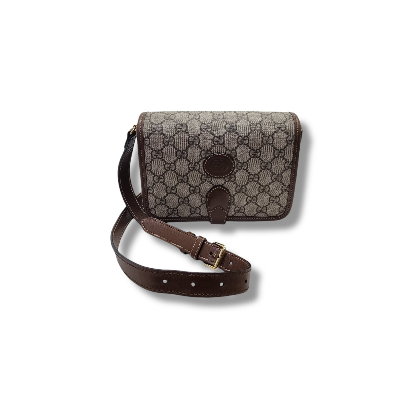Gucci GG Mini Interlocking Canvas Crossbody Ghw (Beige Brown)