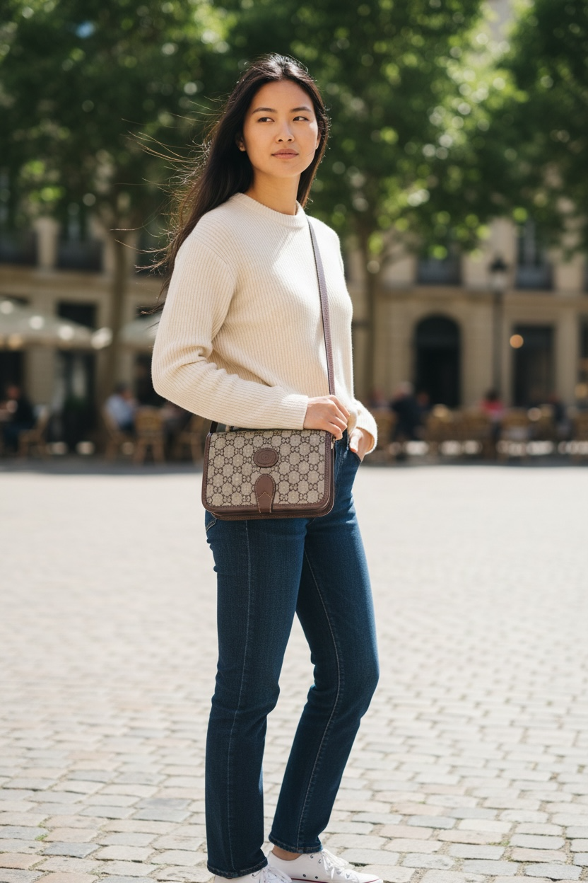 Gucci GG Mini Interlocking Canvas Crossbody Ghw (Beige Brown)