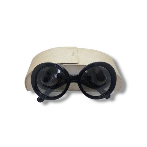 Prada SPR27N Round Baroque Acetate Sunglasses (Black)