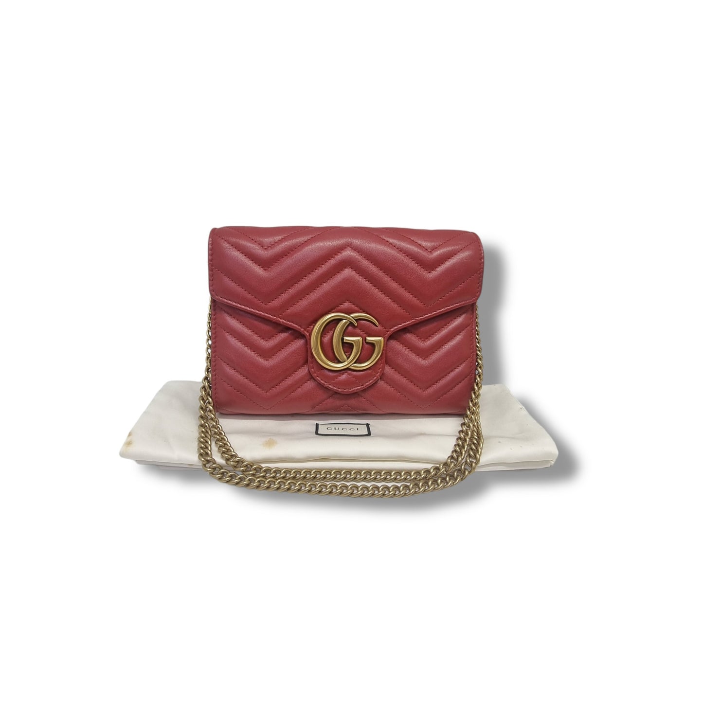 Gucci Marmont Wallet on Chain Ghw (Red)