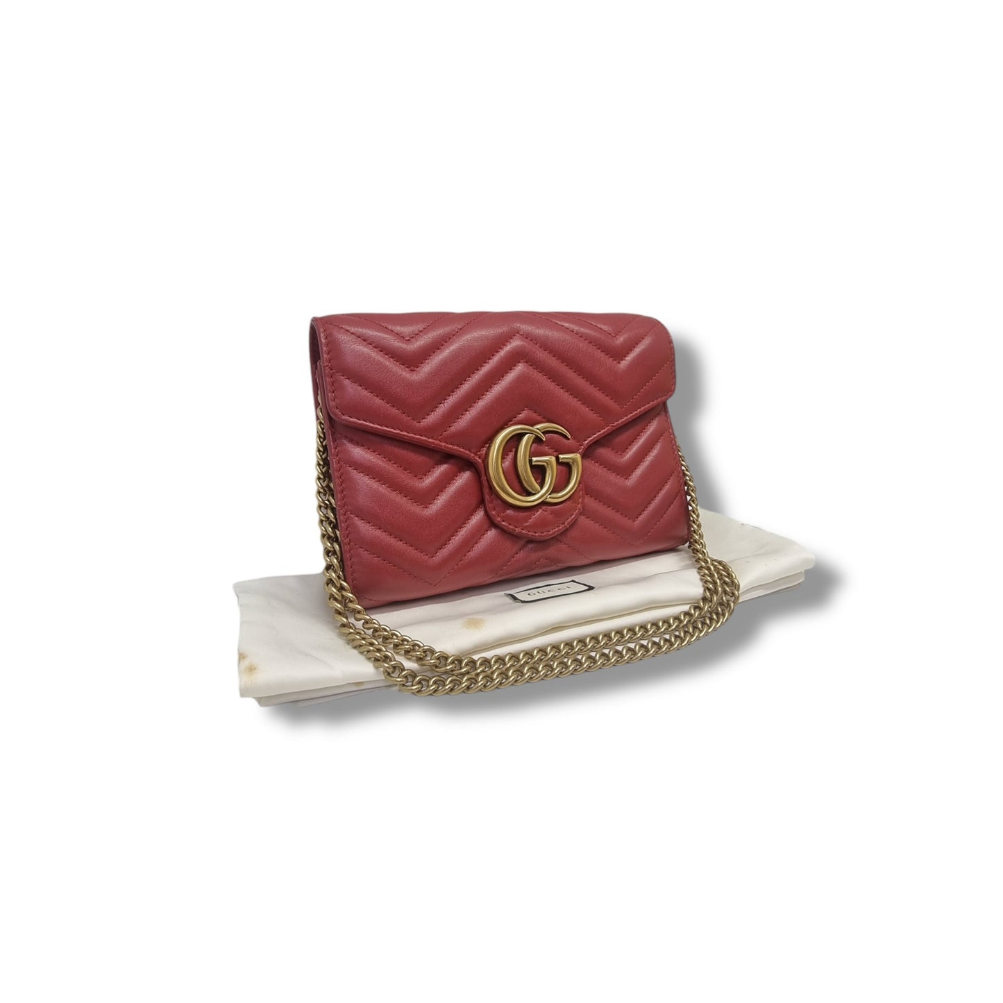 Gucci Marmont Wallet on Chain Ghw (Red)