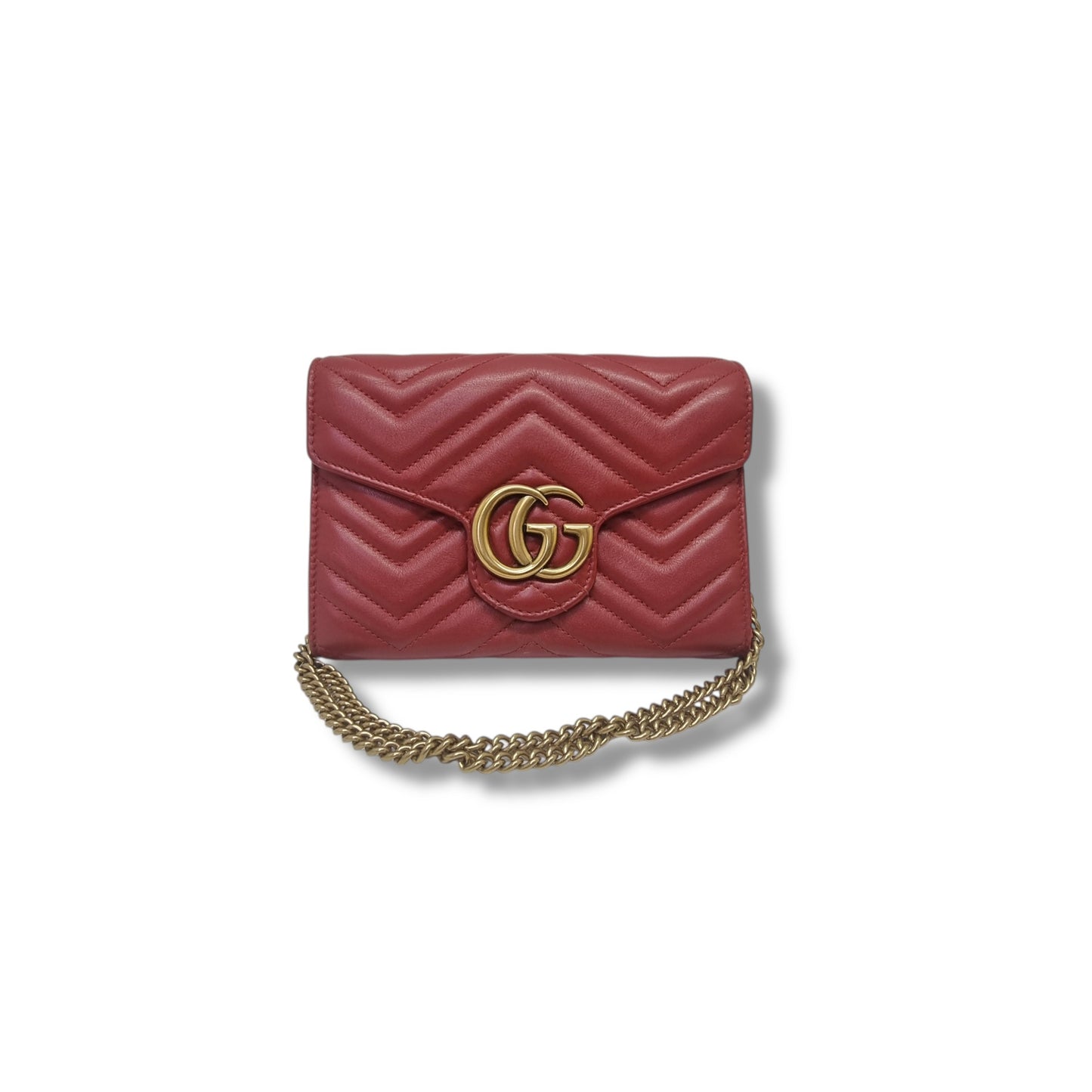 Gucci Marmont Wallet on Chain Ghw (Red)