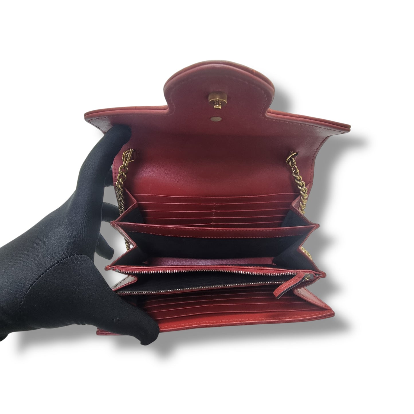 Gucci Marmont Wallet on Chain Ghw (Red)