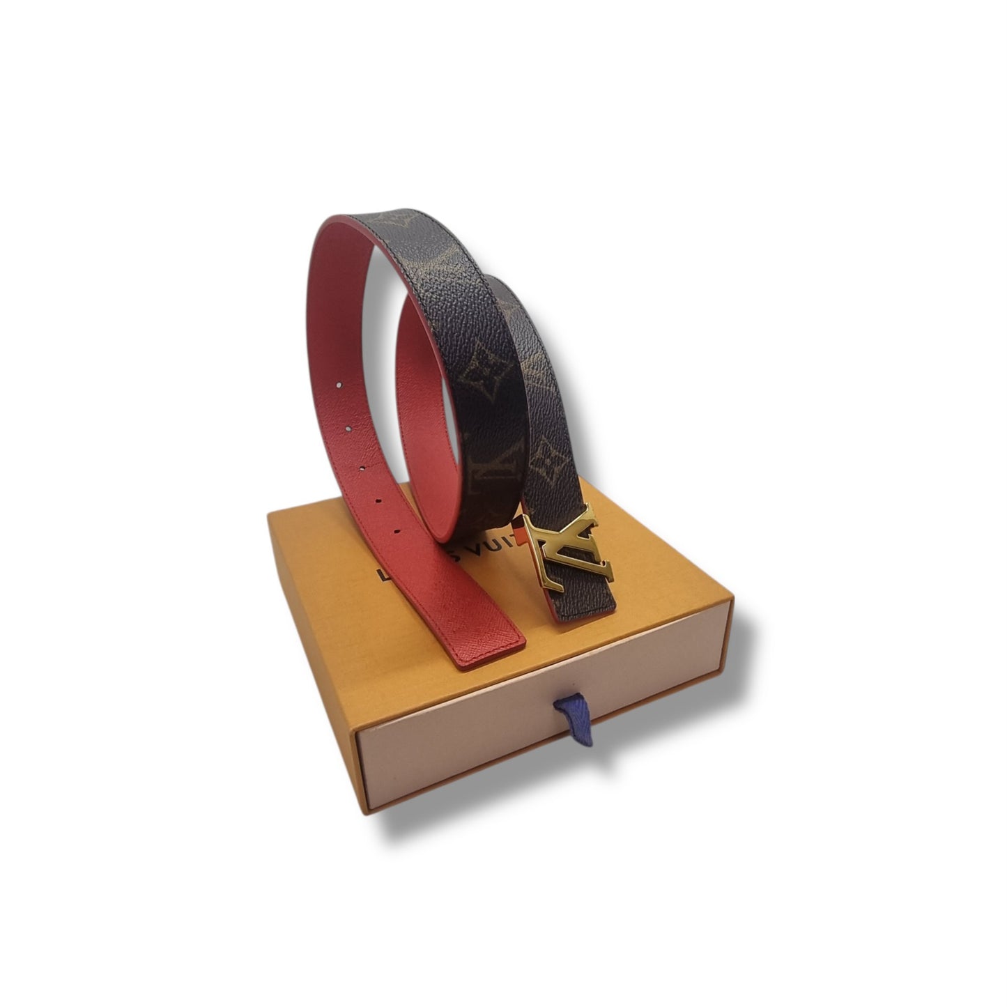 Louis Vuitton Belt Initiales Reversible Monogram Red Ghw