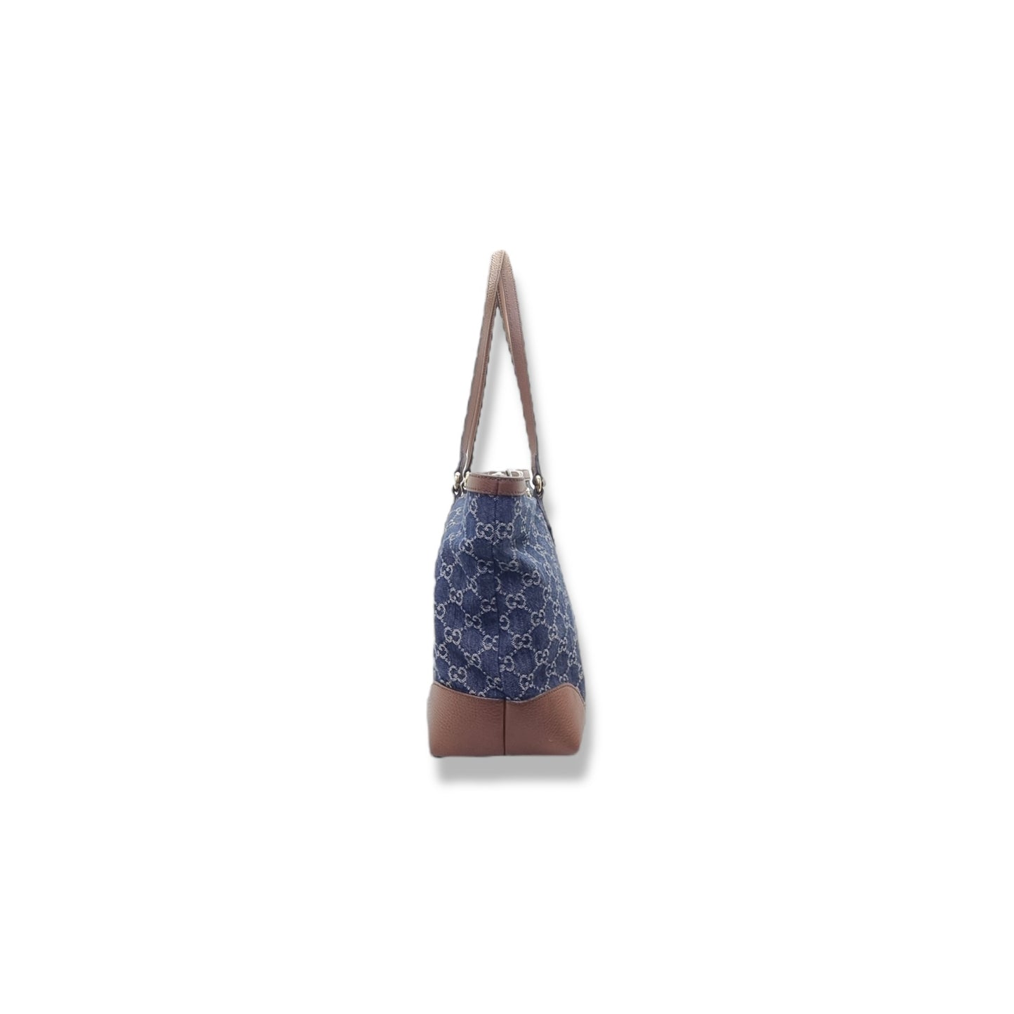 Gucci GG Ophidia Medium Jacquard Denim & Leather Shoulder Bag Ghw (Blue/Brown)