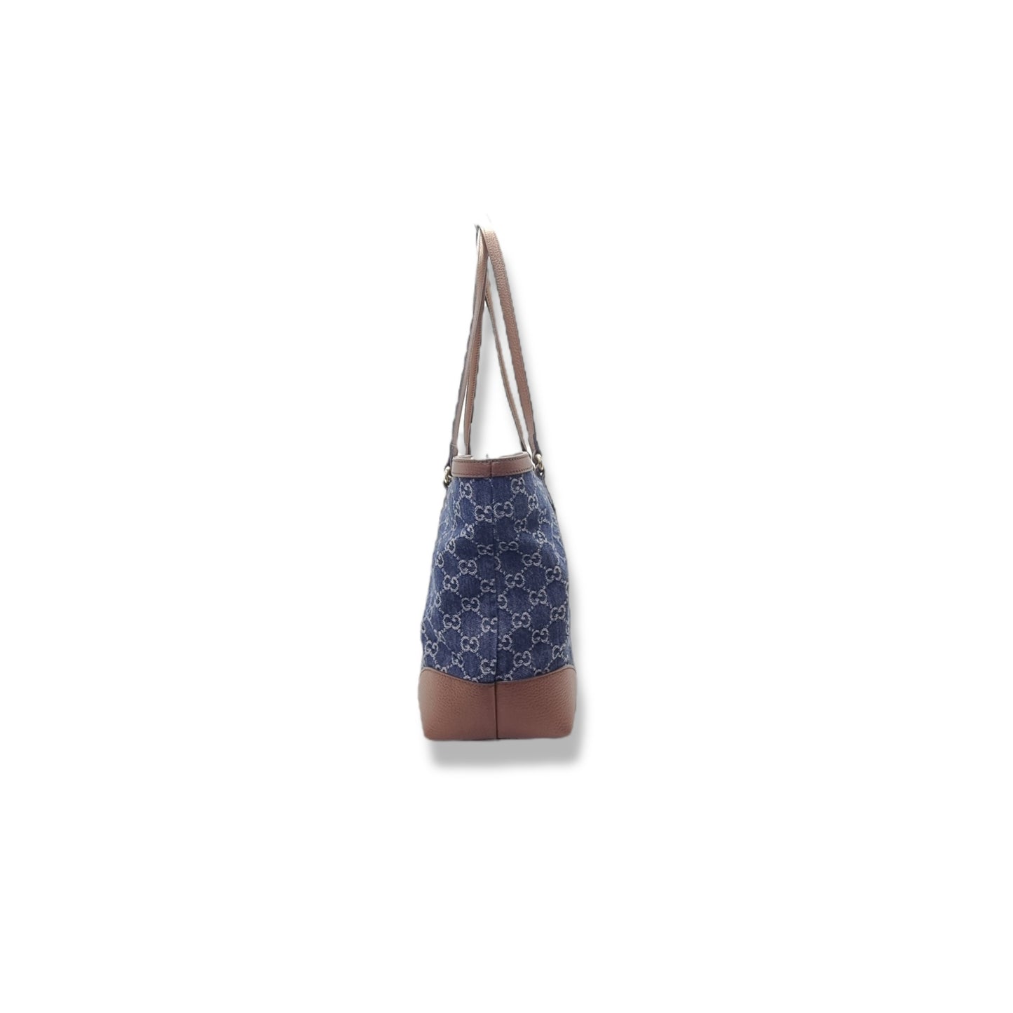 Gucci GG Ophidia Medium Jacquard Denim & Leather Shoulder Bag Ghw (Blue/Brown)