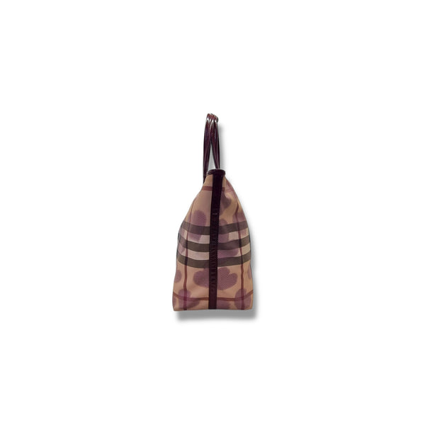 Burberry Nova Check Heart Print Canvas Shoulder Bag Rhw (Red)