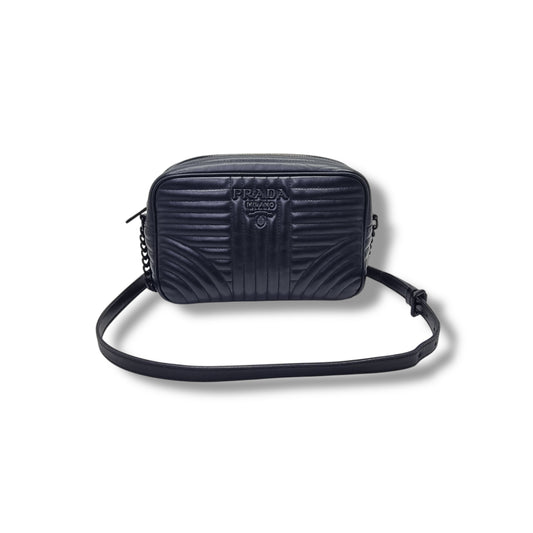 Prada Diagramme Soft Calfskin Camera Bag Bhw (Black)