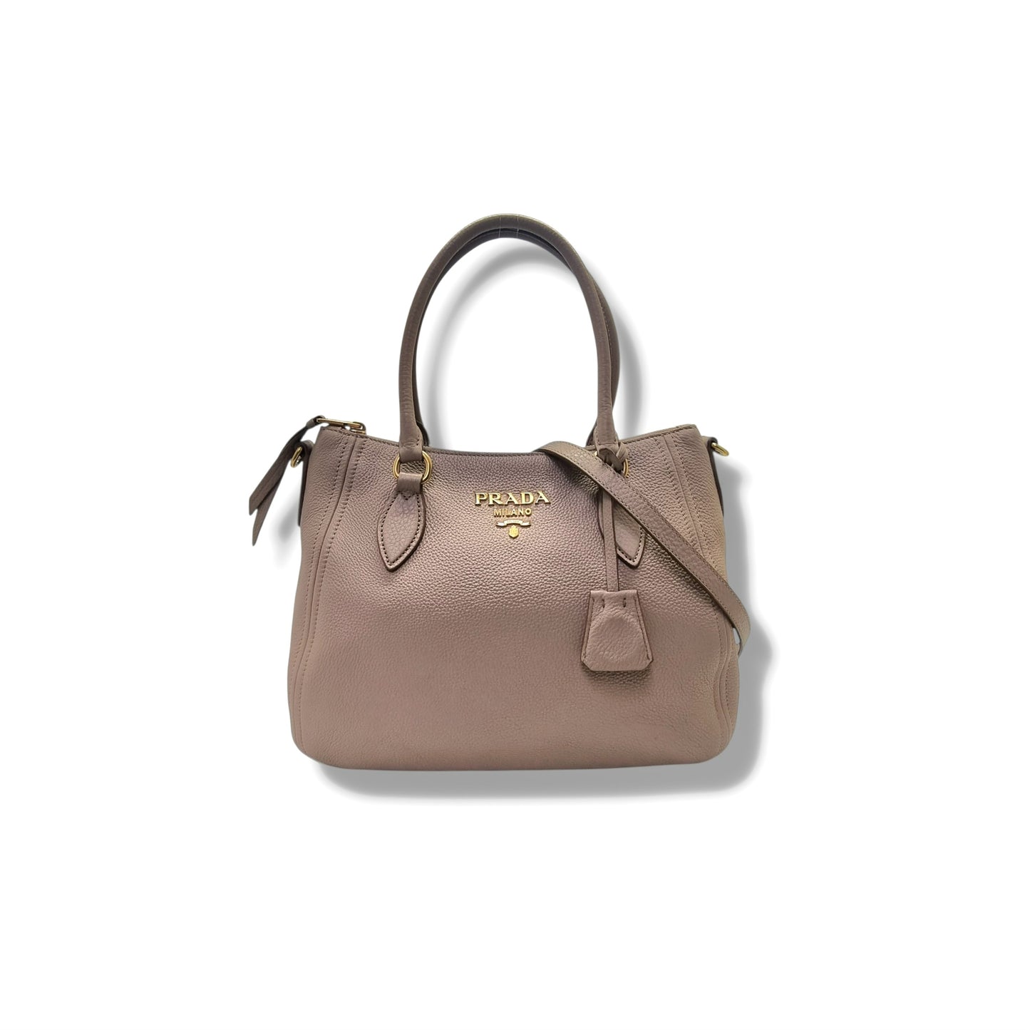 Prada 1BC032 Vitello Phenix Leather Tote Ghw (Cammeo)