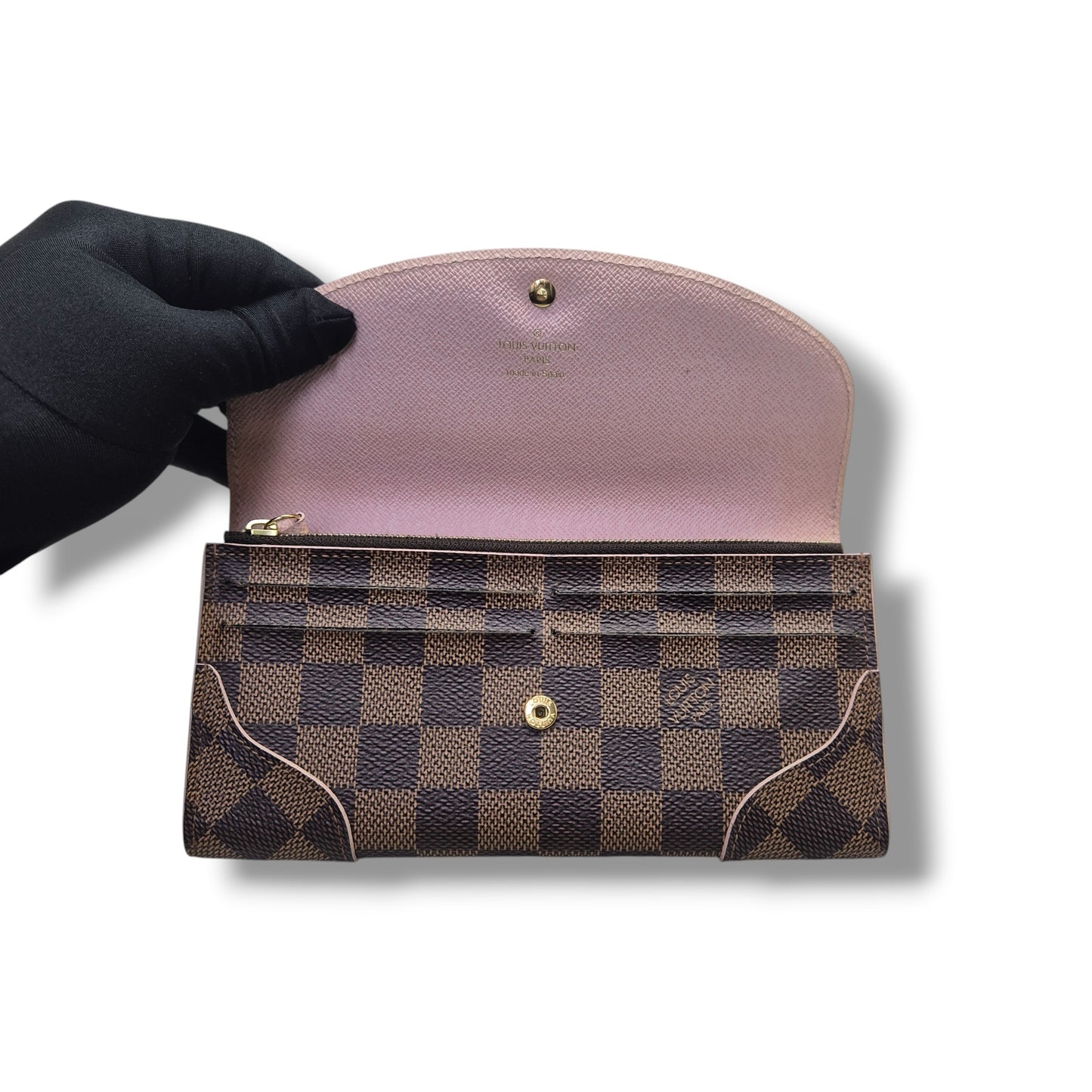 Louis Vuitton Caissa Wallet Damier Ebene Rose Ballerine Ghw