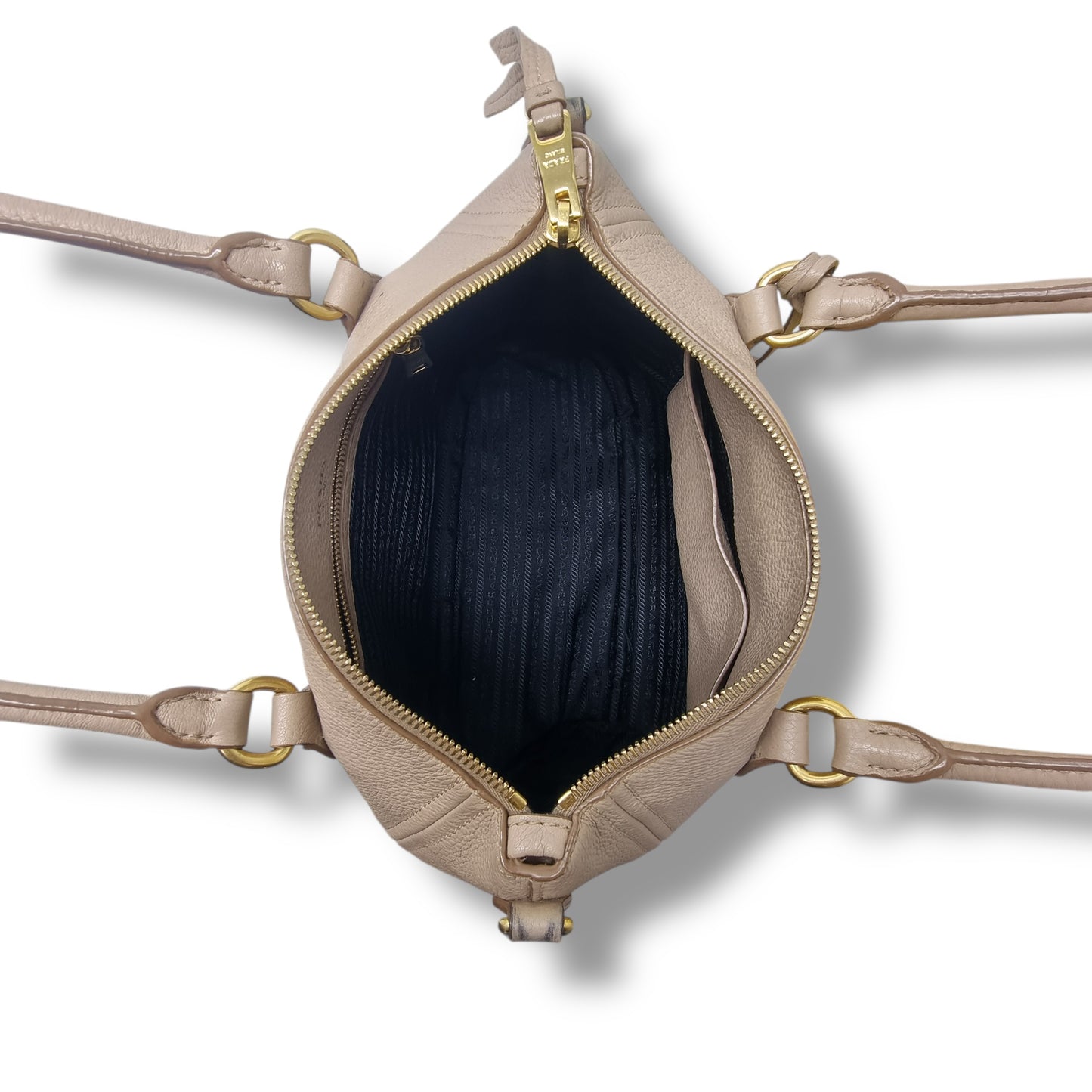 Prada 1BC032 Vitello Phenix Leather Tote Ghw (Cammeo)