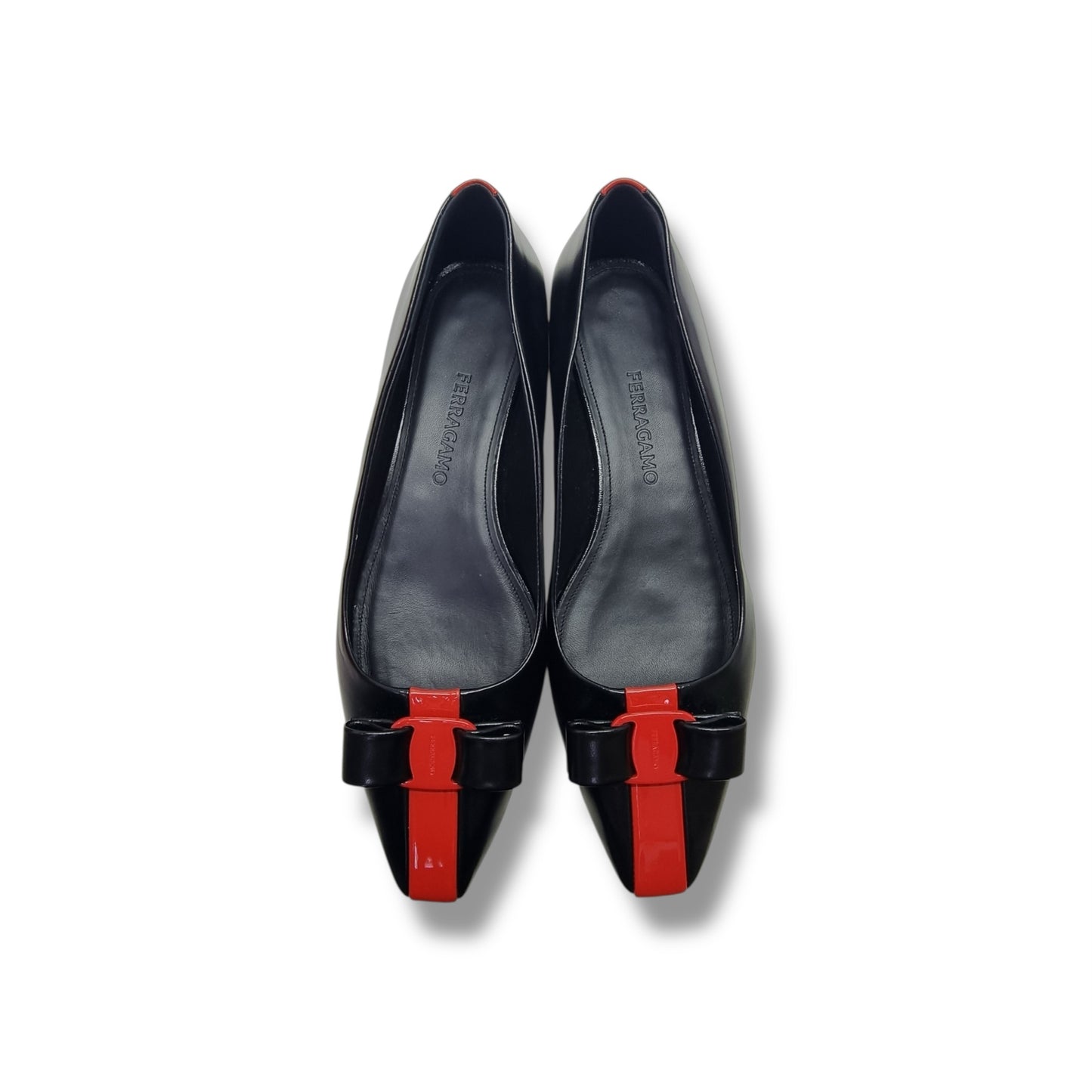 Salvatore Ferragamo Vara Bow Ballet Flats (Black/Red)