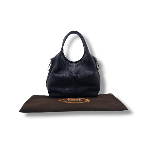 Tods ALH Side Zip Leather Hobo Bag Ghw (Black/Grey)