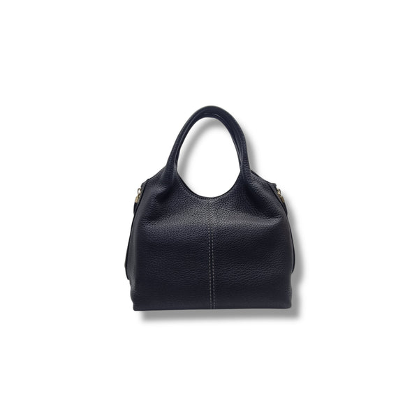 Tods ALH Side Zip Leather Hobo Bag Ghw (Black/Grey)