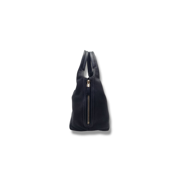 Tods ALH Side Zip Leather Hobo Bag Ghw (Black/Grey)