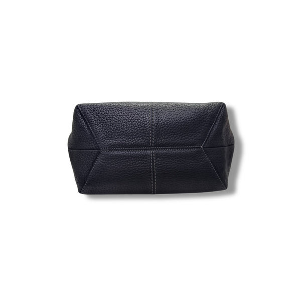 Tods ALH Side Zip Leather Hobo Bag Ghw (Black/Grey)