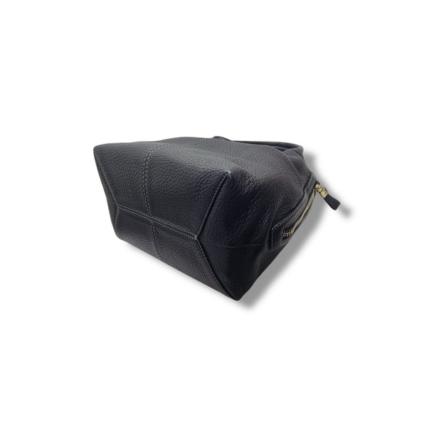 Tods ALH Side Zip Leather Hobo Bag Ghw (Black/Grey)