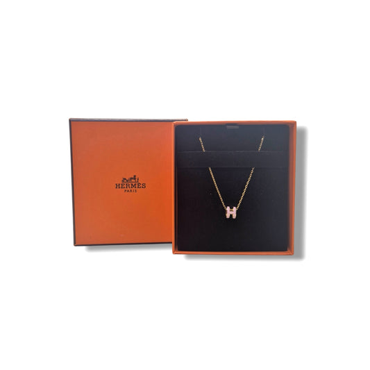 Hermes Necklace Pendant Mini Pop H Ghw (Rose Dragee)