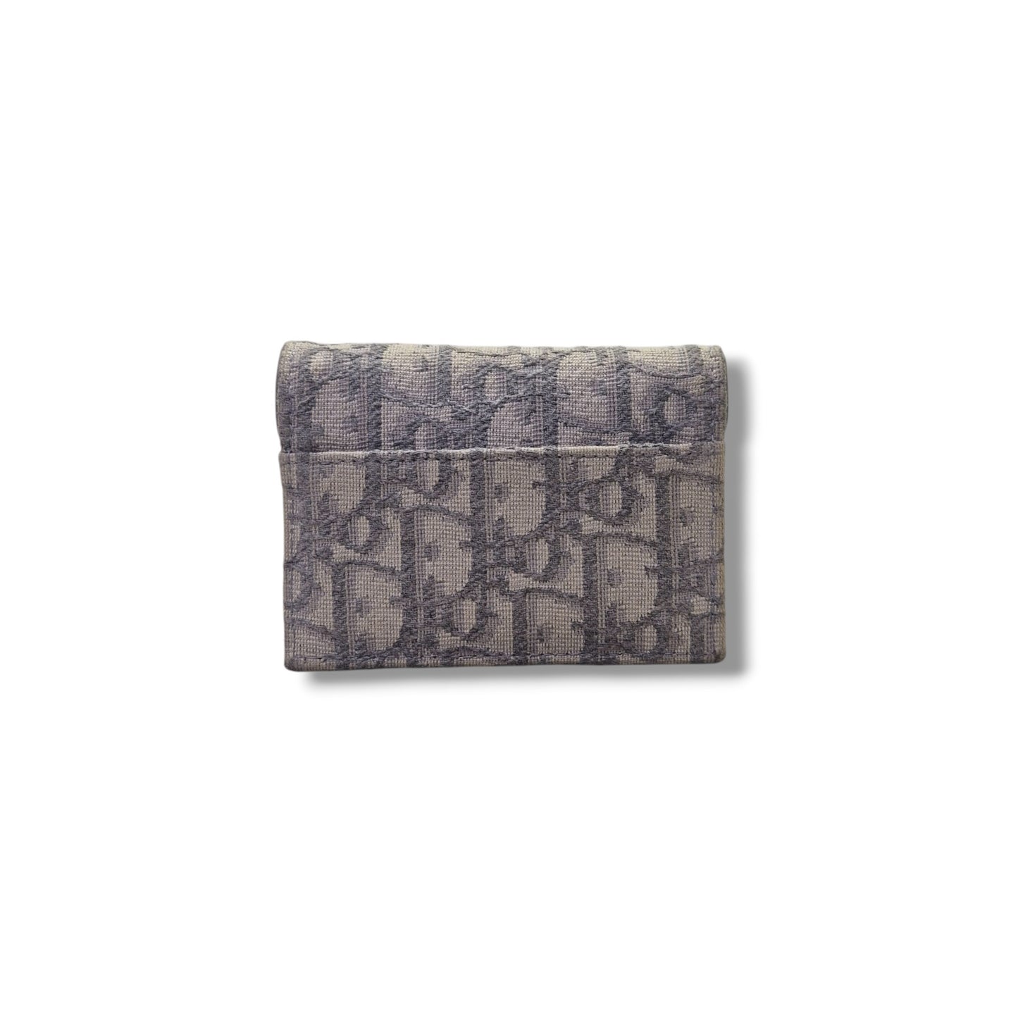 Christian Dior Saddle Bloom Card Holder Ghw (Grey Oblique Jacquard)