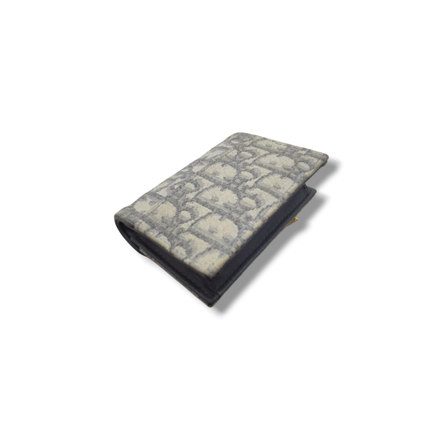 Christian Dior Saddle Bloom Card Holder Ghw (Grey Oblique Jacquard)