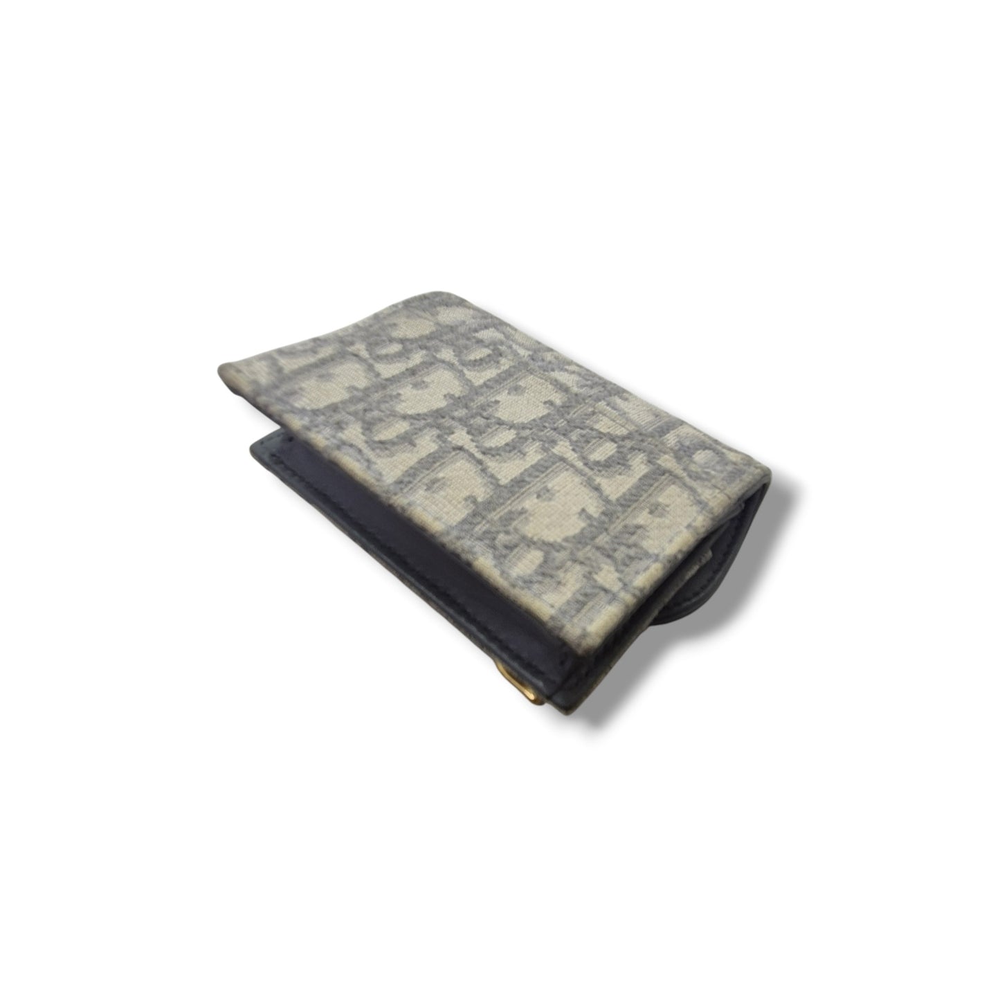 Christian Dior Saddle Bloom Card Holder Ghw (Grey Oblique Jacquard)