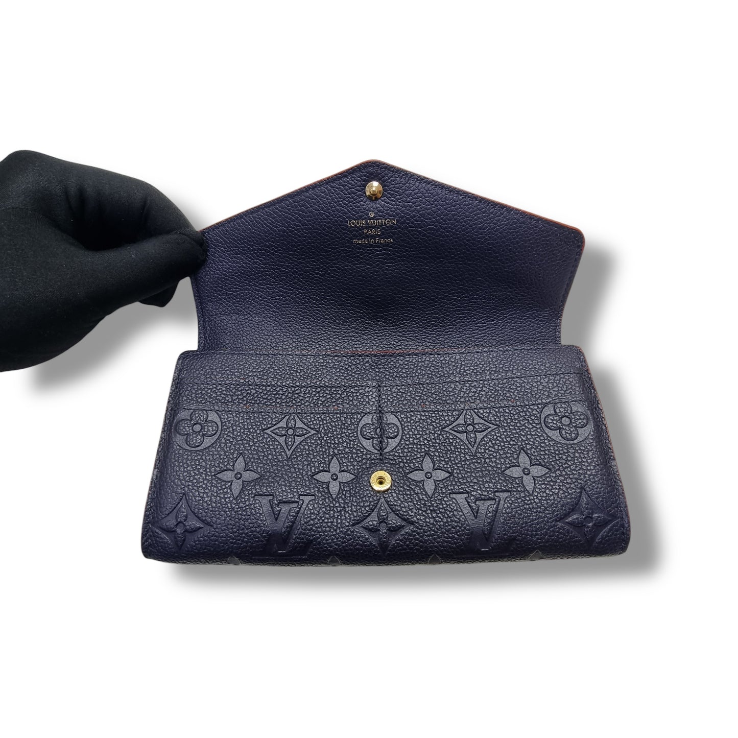 Louis Vuitton Sarah Wallet Monogram Empriente Ghw (Navy Blue)