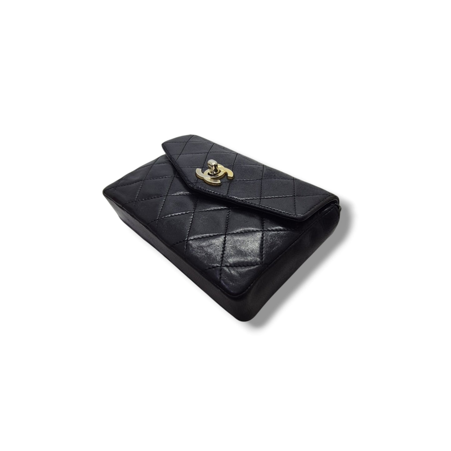 Chanel Vintage Quilted CC Belt Bag Lambskin Ghw (Black)
