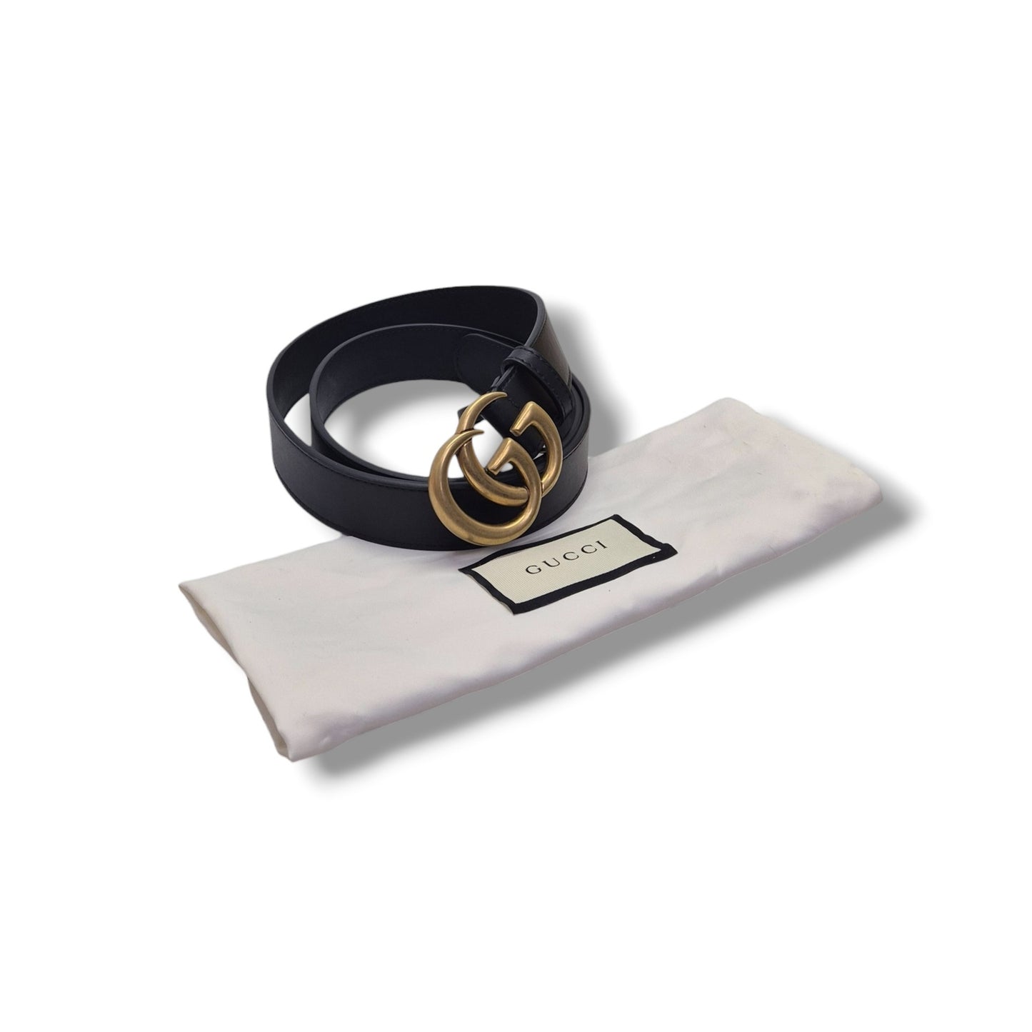 Gucci GG Marmont Leather Belt Ghw (Black)