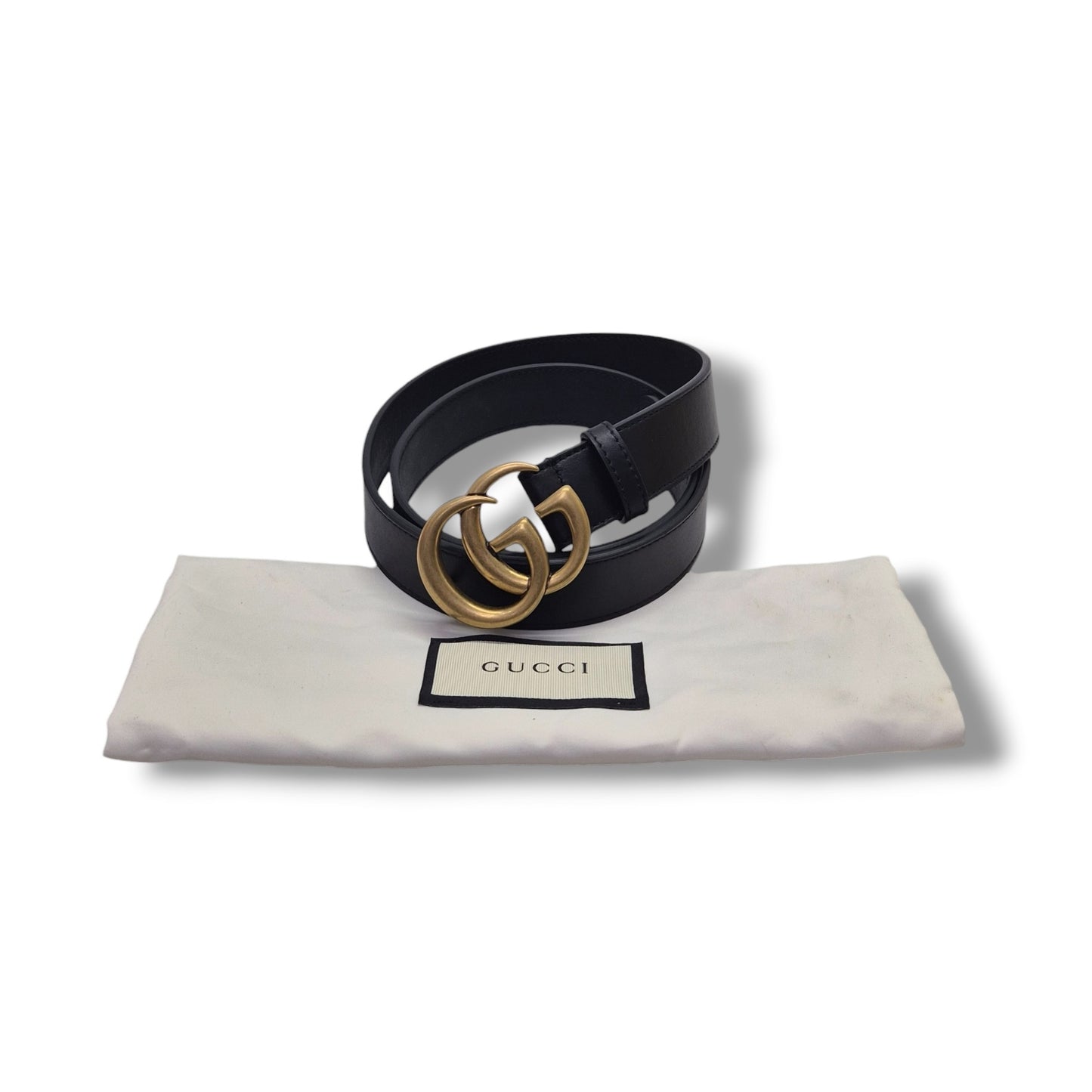 Gucci GG Marmont Leather Belt Ghw (Black)