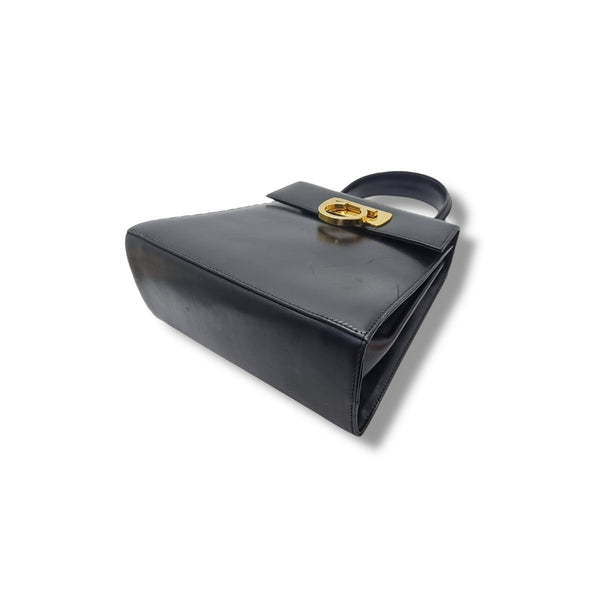 Salvatore Ferragamo Iconic Gancini Leather Tote Black Ghw
