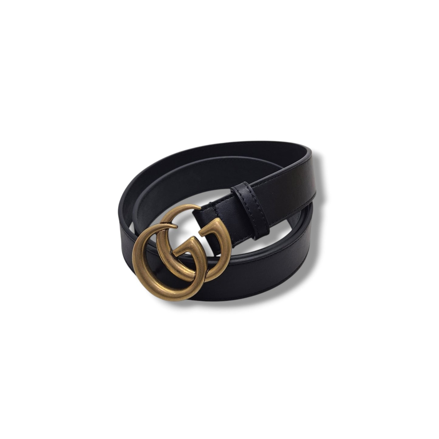 Gucci GG Marmont Leather Belt Ghw (Black)