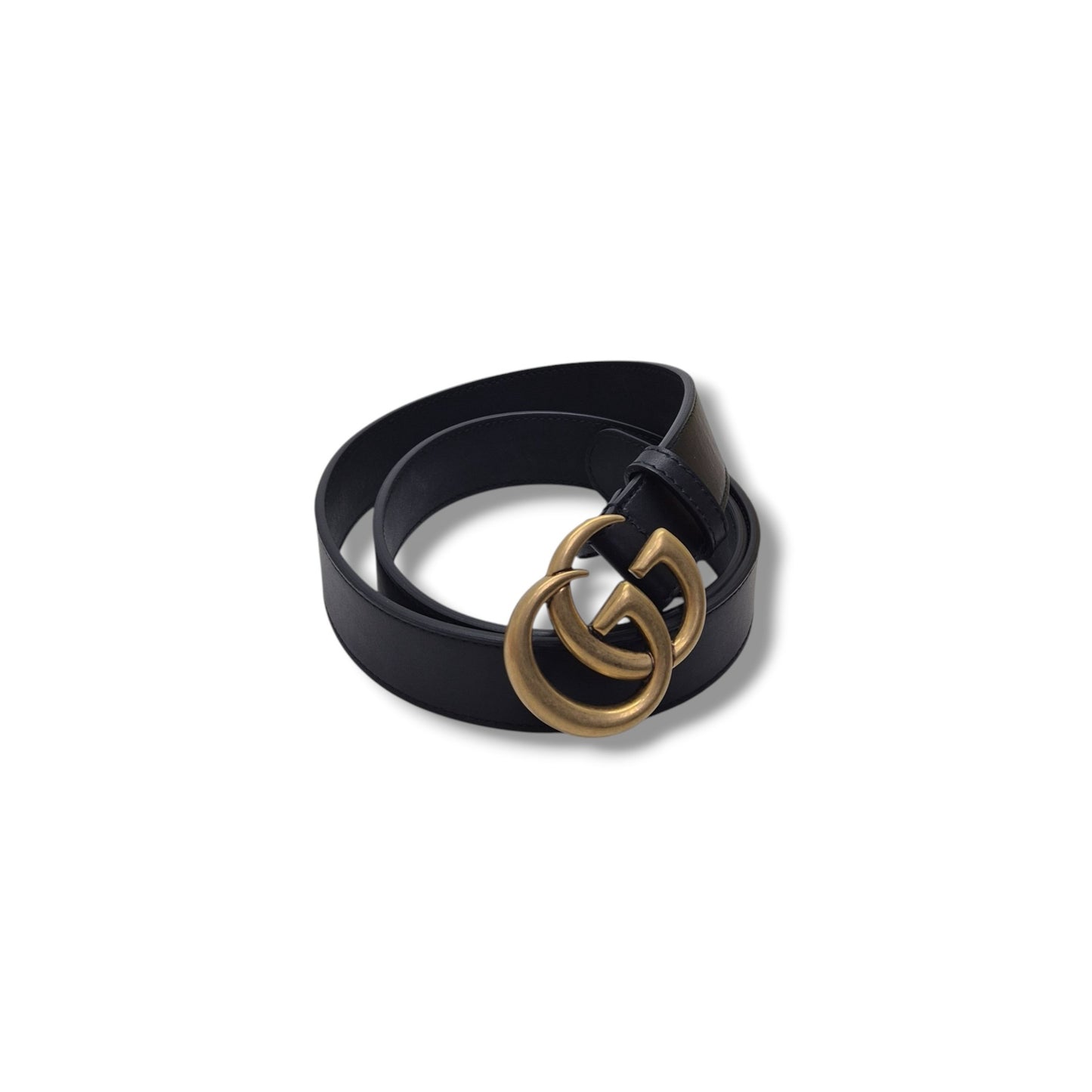Gucci GG Marmont Leather Belt Ghw (Black)