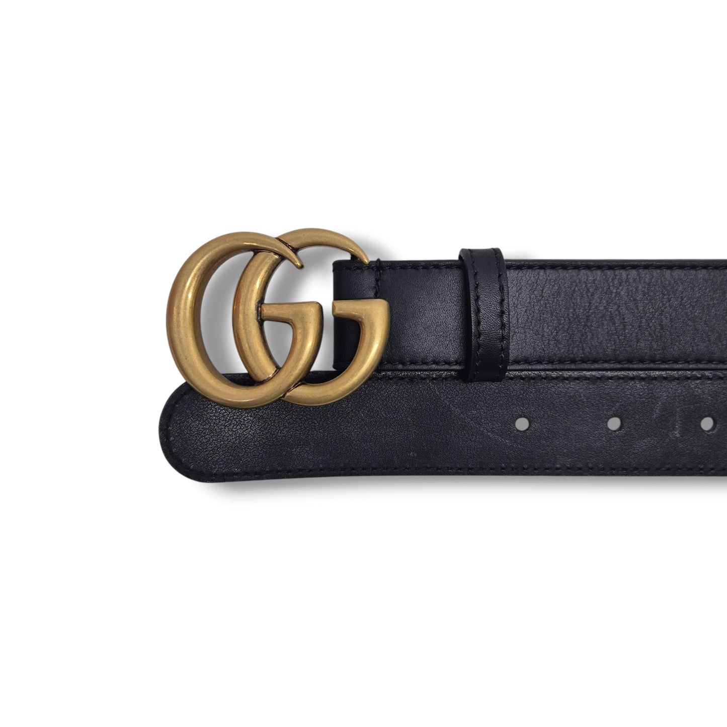 Gucci GG Marmont Leather Belt Ghw (Black)