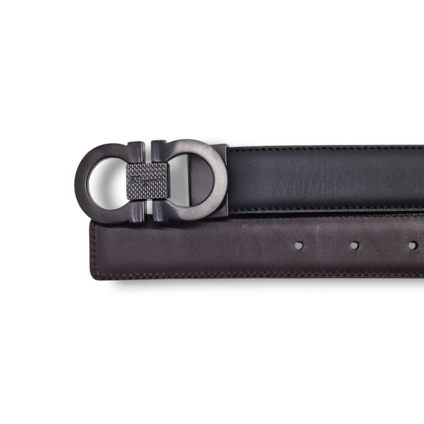 Salvatore Ferragamo Belt Reversible Gancini Buckle Calfskin Leather Shw (Balck/Brown)