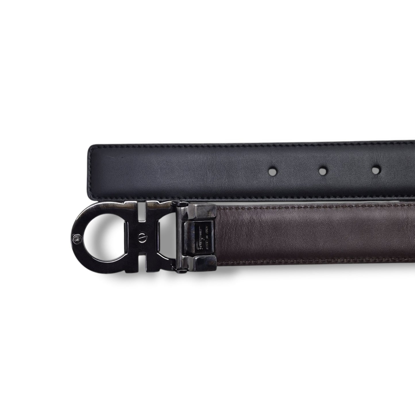 Salvatore Ferragamo Belt Reversible Gancini Buckle Calfskin Leather Shw (Balck/Brown)